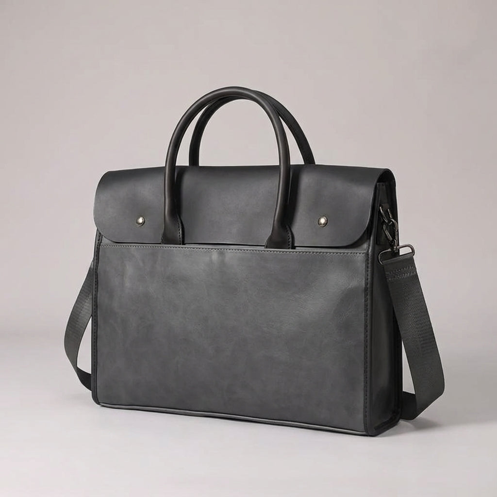 Elegancka torba biznesowa z PU skóry, retro design, funkcjonalna z organizerem na laptopa, dokumenty.