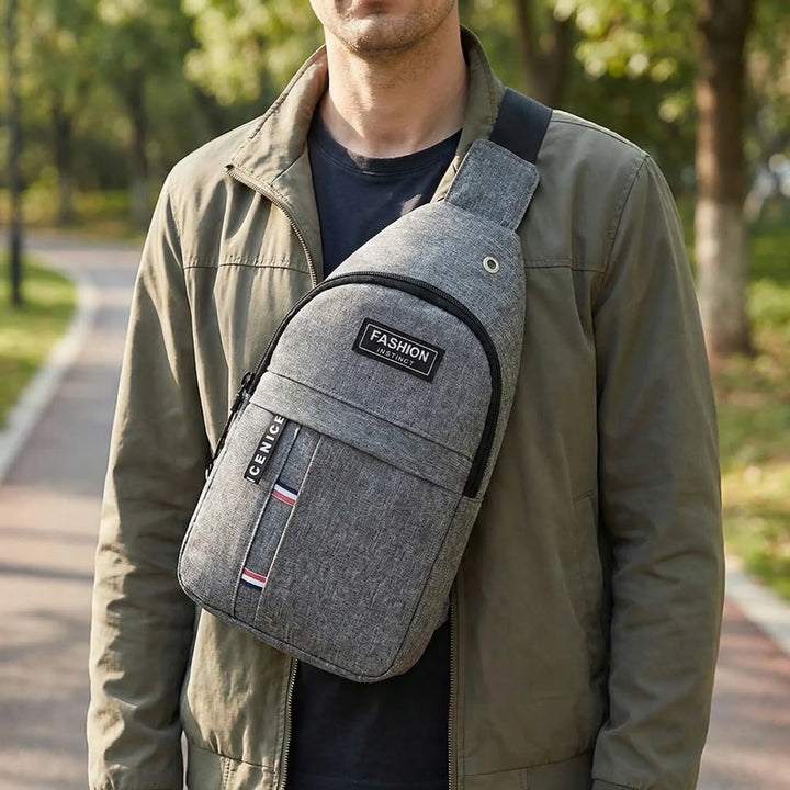 Męska wodoodporna torba crossbody na ramię z organizerem, idealna do codziennej aktywności i sportu.
