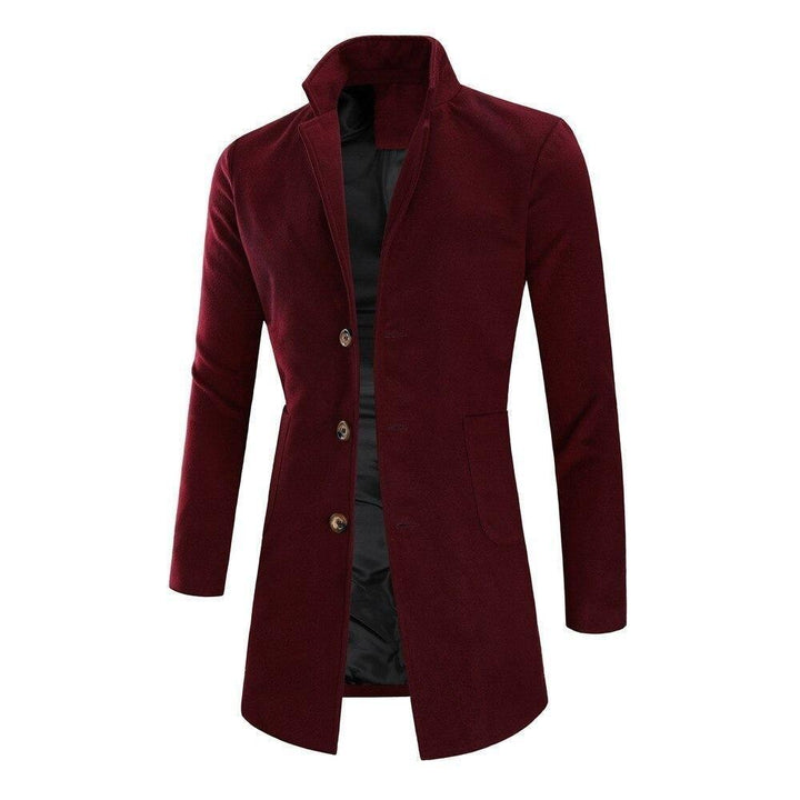 Męski długi płaszcz slim fit, elegancki i dopasowany, idealny do stylizacji biznesowych oraz casualowych.