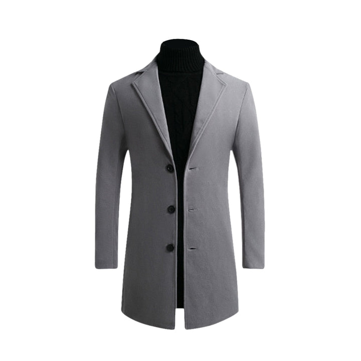 Męski długi płaszcz slim fit, klasyczny krój. Eleganckie okrycie wierzchnie na jesień i zimę.