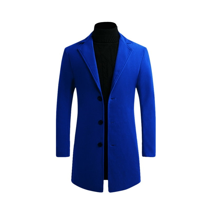 Męski długi płaszcz slim fit do biznesowych stylizacji. Eleganckie okrycie wierzchnie na zimę.