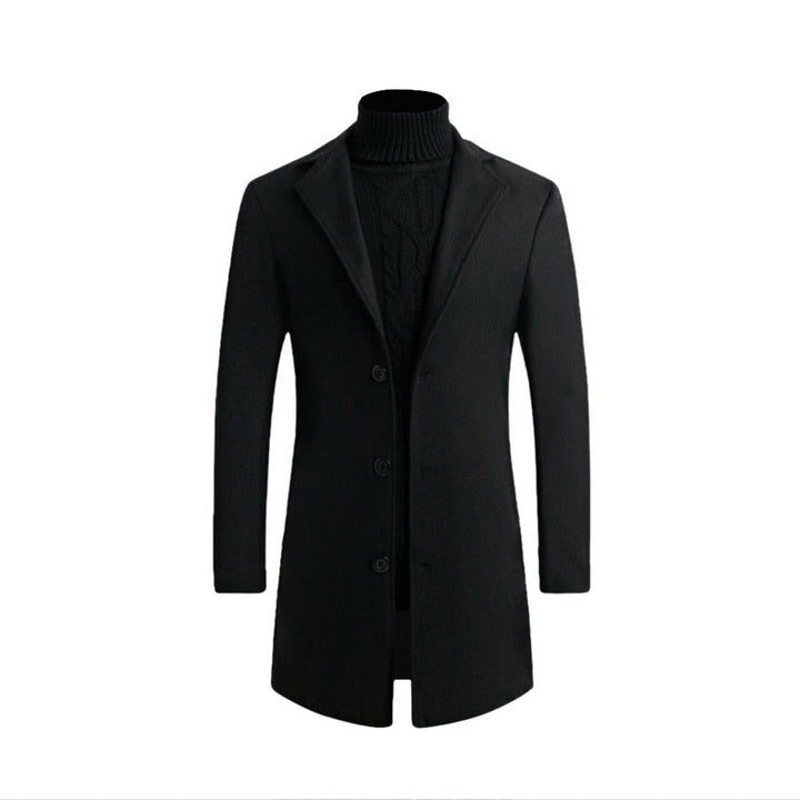 Wysokiej jakości długi płaszcz męski. Elegancki i ciepły, idealny na jesień i zimę. Krój slim fit.