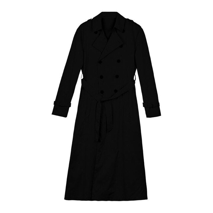 Elegancki długi trencz męski, idealny do garnituru i smart casual. Klasyczny płaszcz, symbol elegancji i stylu.