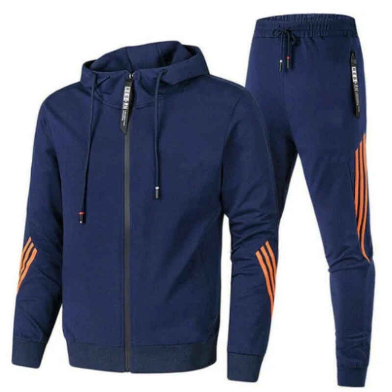 Komplet sportowy męski, dres slim fit. Elastyczny zestaw na wiosnę i lato, komfortowa odzież męska na co dzień.