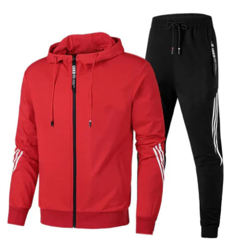 Wszechstronny dres męski slim fit. Sportowy komplet odzieży casual, wygodny na co dzień, wiosnę i lato.