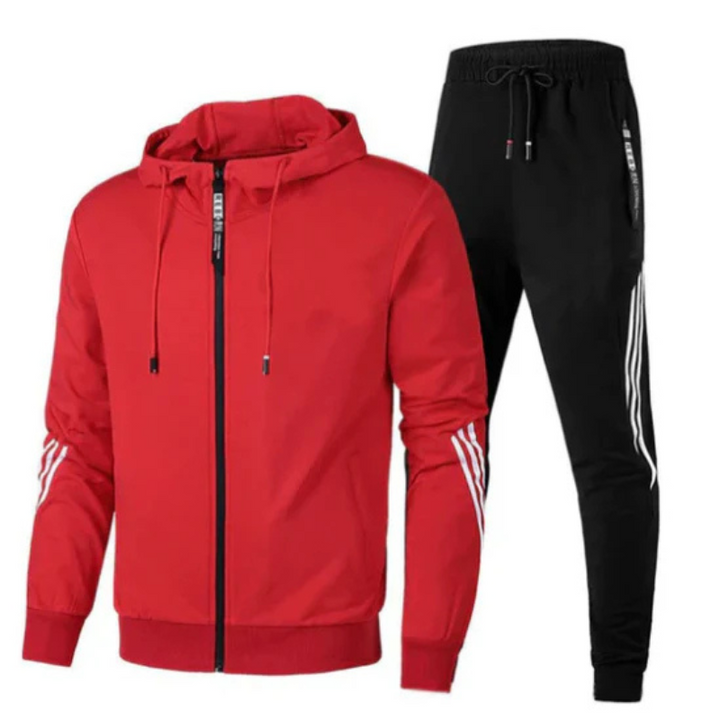 Wszechstronny dres męski slim fit. Sportowy komplet odzieży casual, wygodny na co dzień, wiosnę i lato.