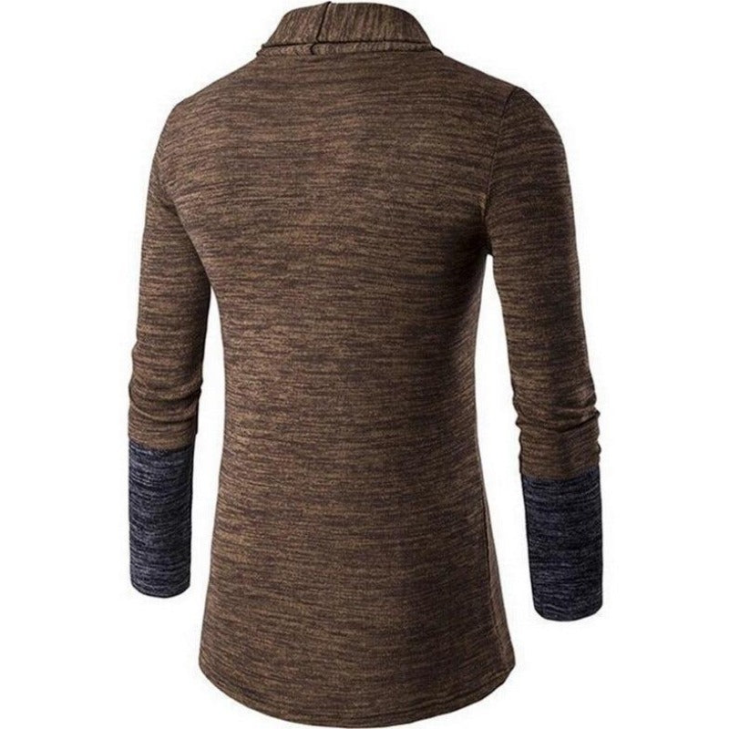 Casualowy sweter męski rozpinany, dwukolorowy. Komfortowa dzianina dla codziennego stylu i wygody.