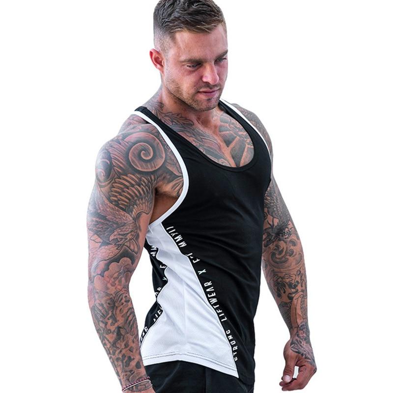 Dopasowana męska koszulka bez rękawów, dwukolorowa, dekolt O-neck. Lekki i przewiewny tank top sportowy na lato.