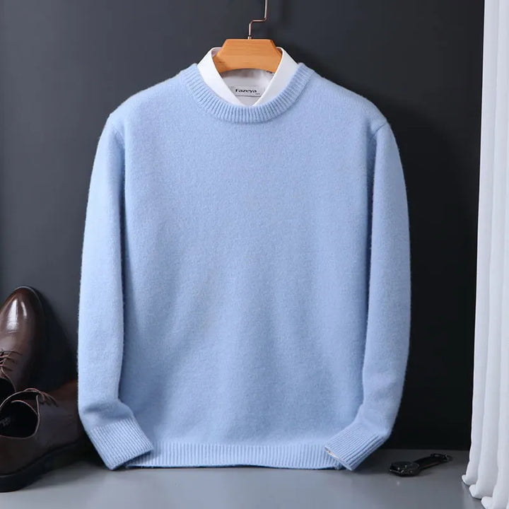 Stylowy męski sweter smart casual, długi rękaw. Klasyczny, elegancki sweter na każdą okazję. Moda męska.