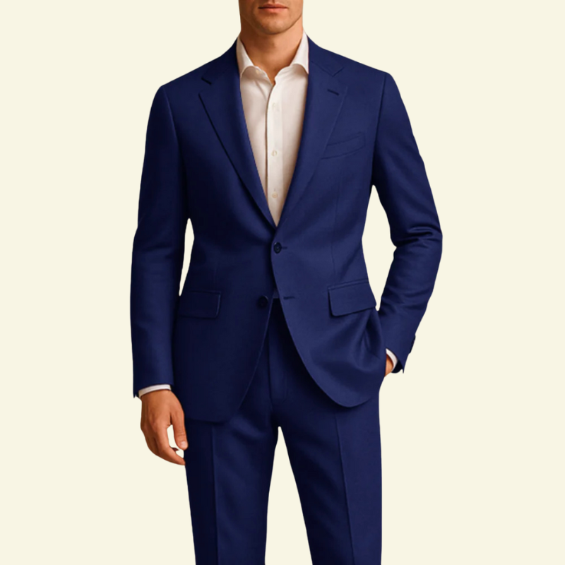 Elegancki garnitur męski slim fit, modny krój. Doskonały na wesele, imprezy i formalne spotkania biznesowe.