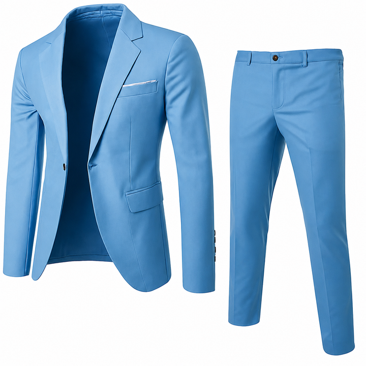 Elegancki męski garnitur, krój slim fit. Doskonały na ślub, bankiet i inne uroczystości.