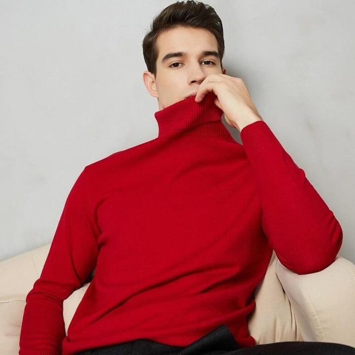 Szary męski sweter golf, dopasowany i elegancki. Idealny na jesień i zimę, zapewnia komfort.