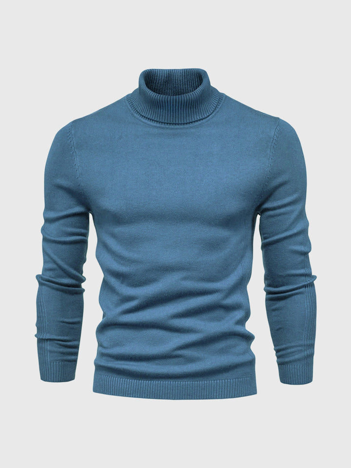 Jesienny sweter golf męski, wysoki kołnierz i ponadczasowy design, idealny do warstwowych stylizacji.