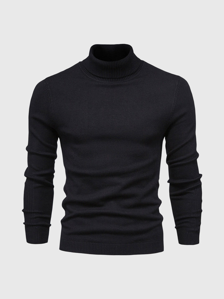 Elegancki golf męski z wysokim kołnierzem, modny fason, idealny do jesiennych stylizacji.