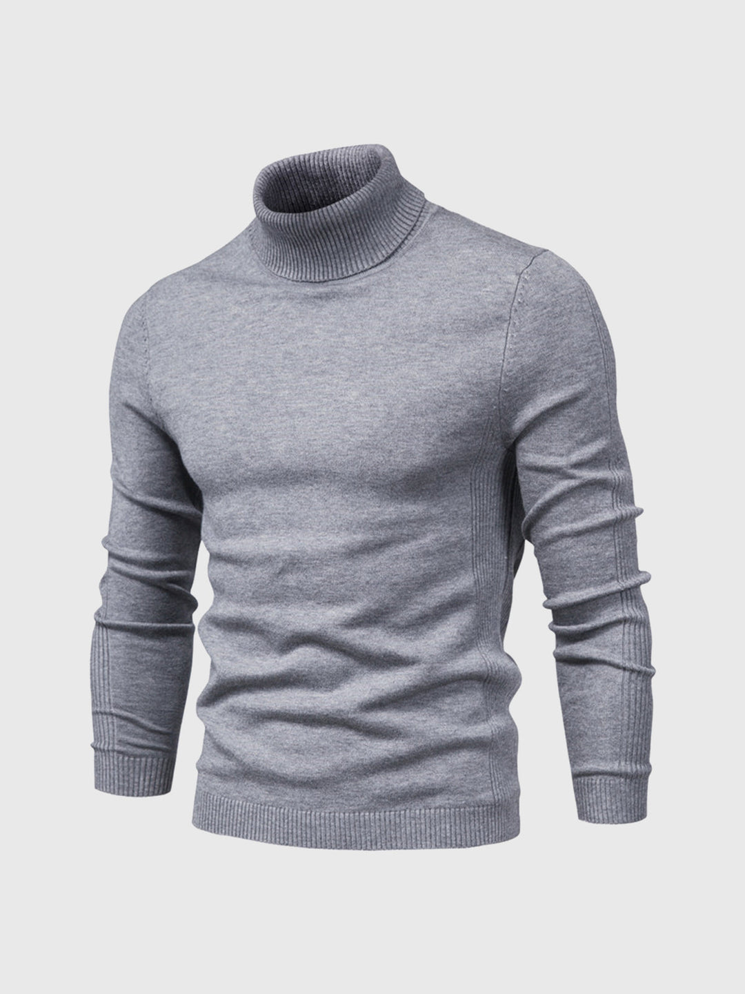 Modny sweter męski golf, wysoki kołnierz chroni przed zimnem, idealny na jesień.
