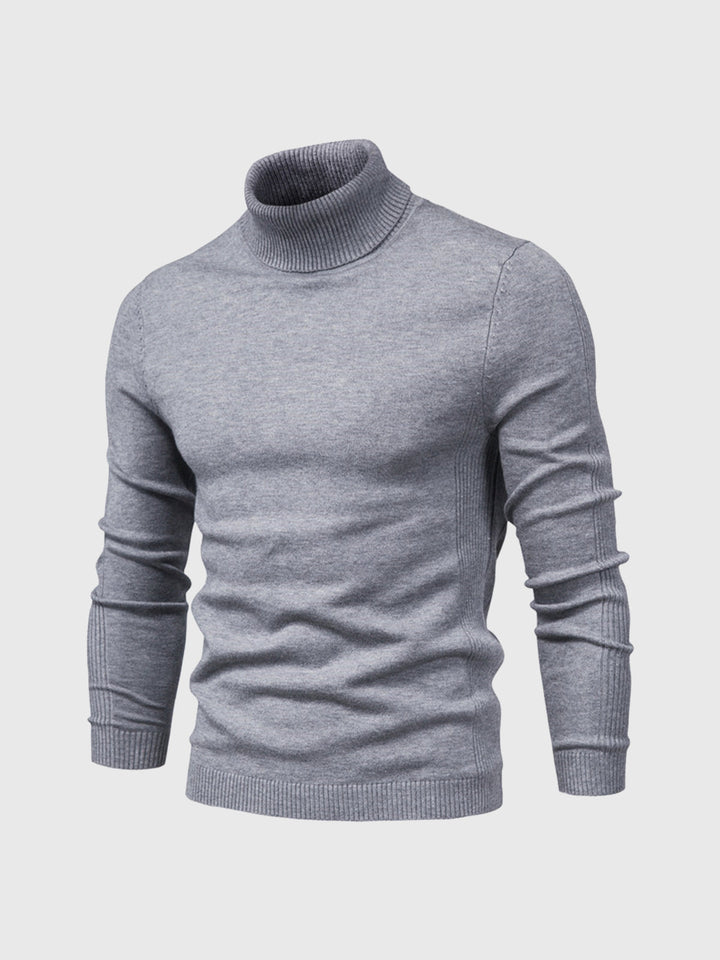 Modny sweter męski golf, wysoki kołnierz chroni przed zimnem, idealny na jesień.