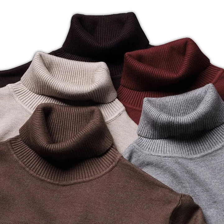 Elegancki sweter męski golf, klasyczny fason z długim rękawem, idealny na chłodne dni.