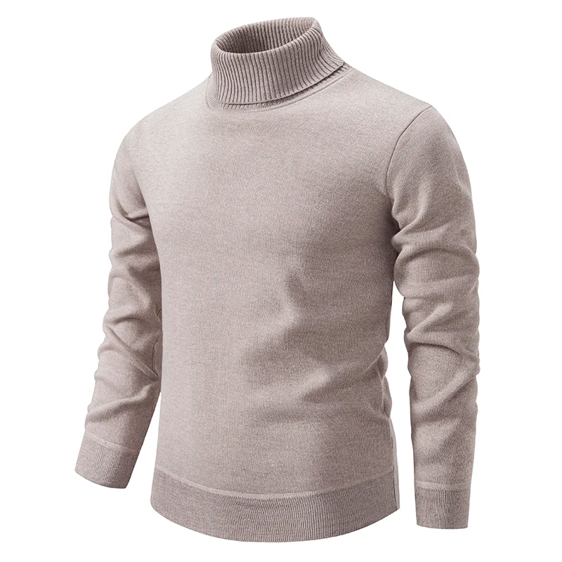 Męski golf do pracy, elegancki sweter z długim rękawem i wysokim kołnierzem na jesień.