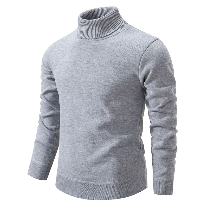 Męski sweter golf, uniwersalny klasyczny fason z długim rękawem na jesień i zimę.