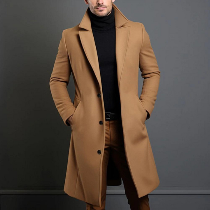 Klasyczny płaszcz męski, komfortowy na jesień. Idealny do stylizacji casual i formalnych, modna odzież wierzchnia.