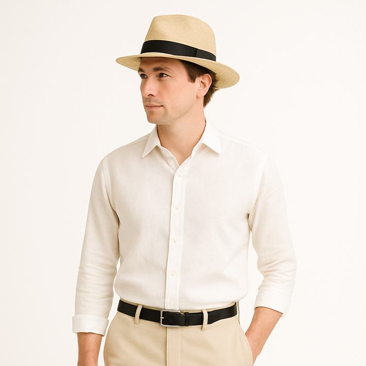 Męski kapelusz Panama Kamil. Klasyczny, elegancki kapelusz na lato idealny do casualowych stylizacji.