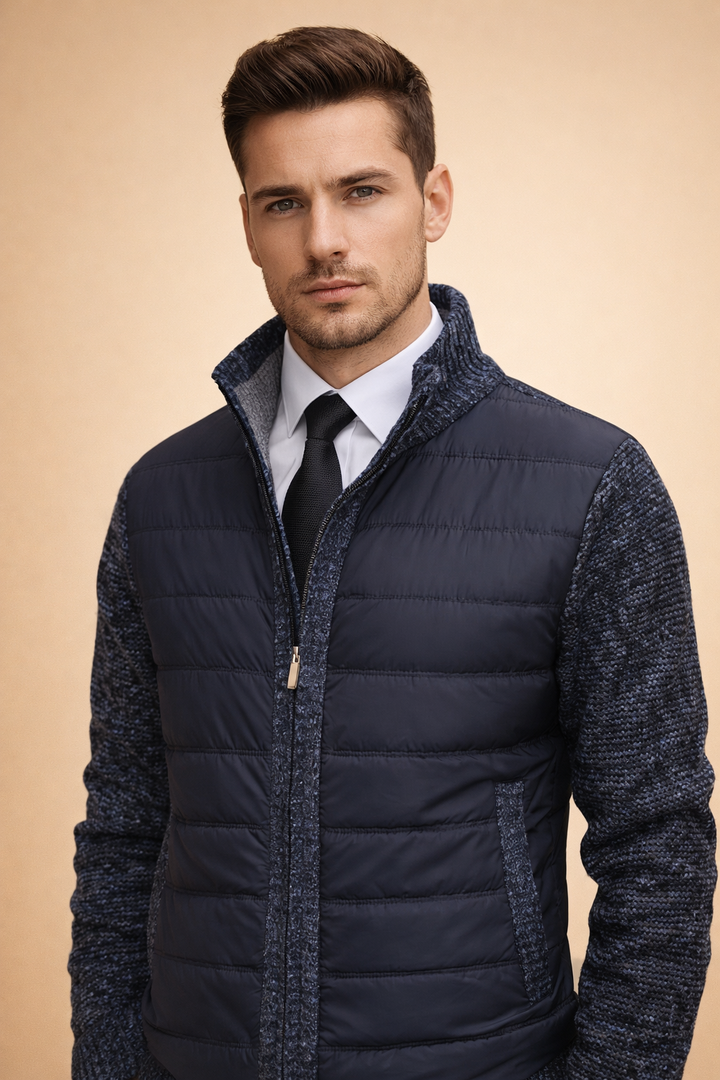 Wygodny sweter męski na zamek, gruby kardigan idealny na jesień i zimę. Moda męska casual.