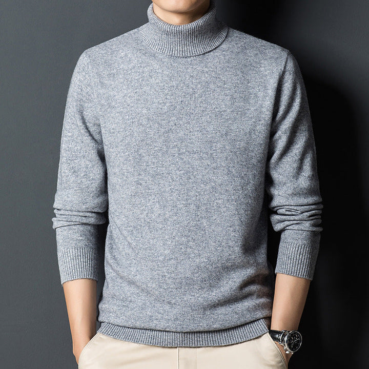Ciepły męski sweter golfowy, klasyczny design na zimę, idealny do eleganckich i casualowych outfitów.
