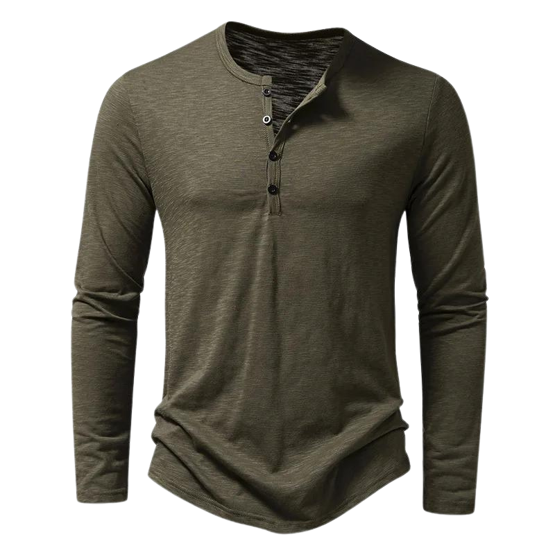 Męski longsleeve z długim rękawem. Dekolt na guziki. Połączenie casualowego komfortu i elegancji.