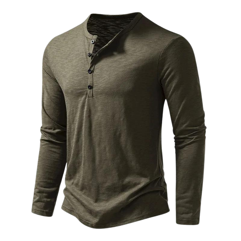 Miękki męski longsleeve z dekoltem na guziki. Długi rękaw, wygoda i styl w jednej koszulce.
