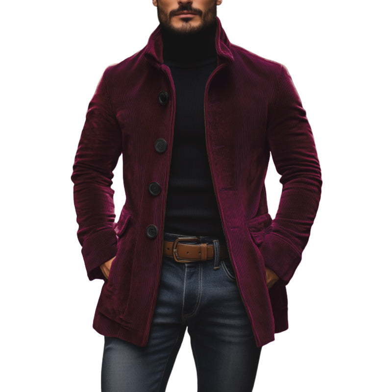 Płaszcz męski slim fit vintage z kieszeniami. Stylowy, dopasowany płaszcz na każdą okazję.