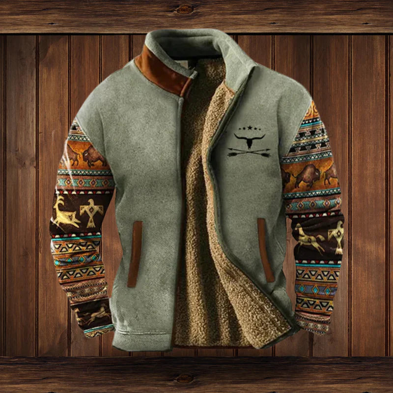 Mężczyzna w modnym płaszczu zimowym vintage. Casualowy styl męski, idealny na jesień i zimę.