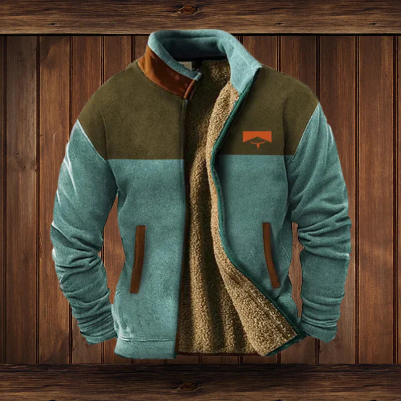 Męski płaszcz zimowy vintage z dużymi kieszeniami. Ciepły i wytrzymały, idealny na outdoor i casual.