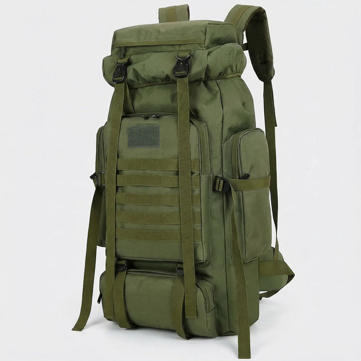 Wytrzymały plecak turystyczny 80L/100L w kamuflażu. Duża pojemność, system MOLLE na wyprawy i outdoor.