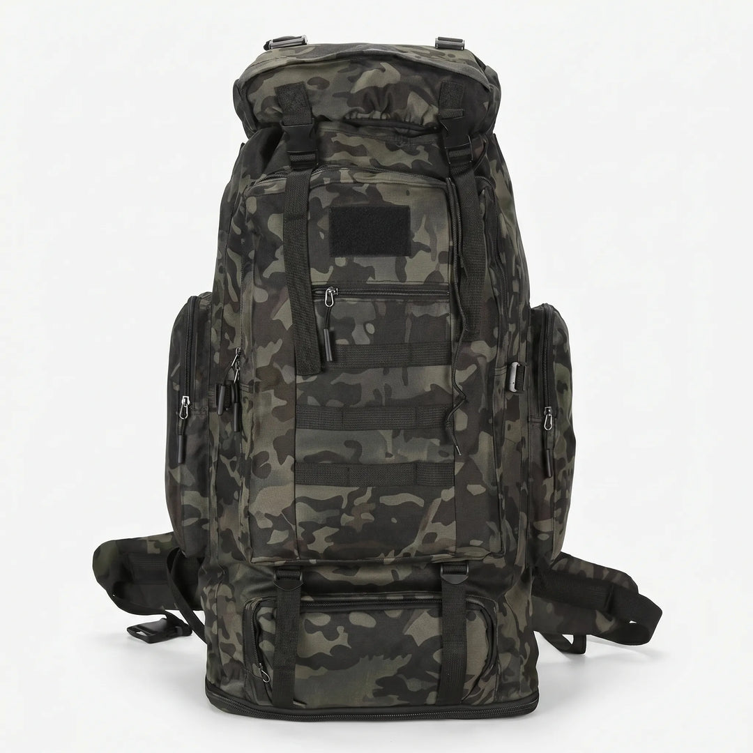 Męski plecak trekkingowy 80L/100L z solidnego materiału. Sprzęt outdoorowy na długie wyprawy i przygody.