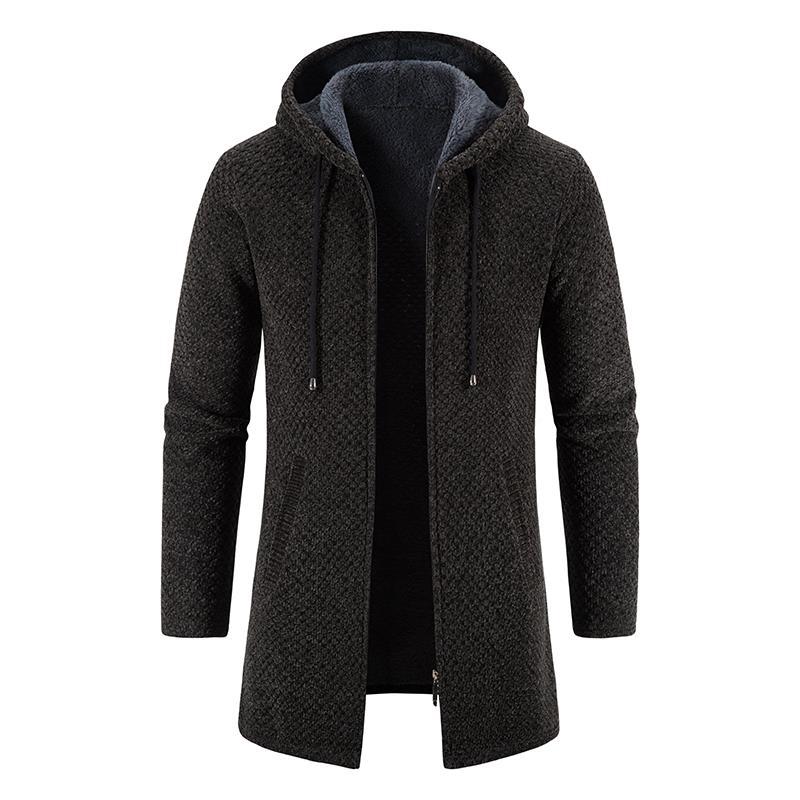 Elegancki męski kardigan z kapturem w stylizacji casual. Modne okrycie wierzchnie na chłodne dni.