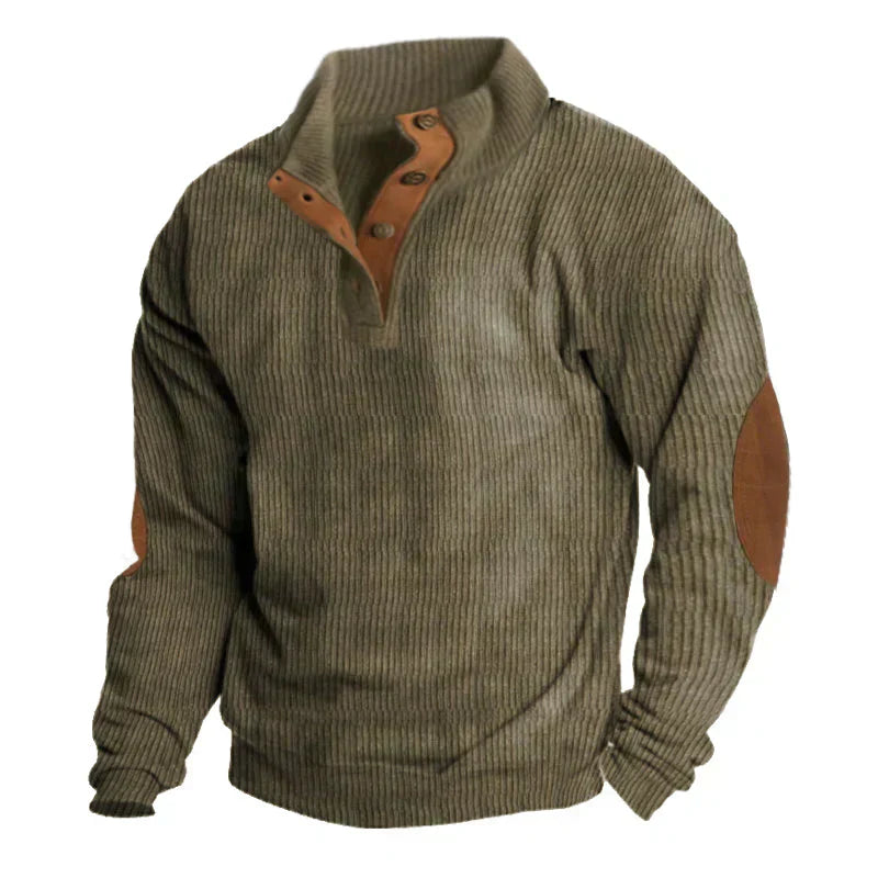 Sweter męski Armand z klasycznymi guzikami. Wygodna odzież męska na jesień i zimę. Styl casual, elegancki.