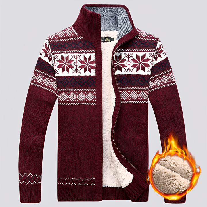 Męski sweter Charley z zimowym wzorem, ciepły i modny. Idealny na chłodne dni, z pół-zamkiem, wygodny.