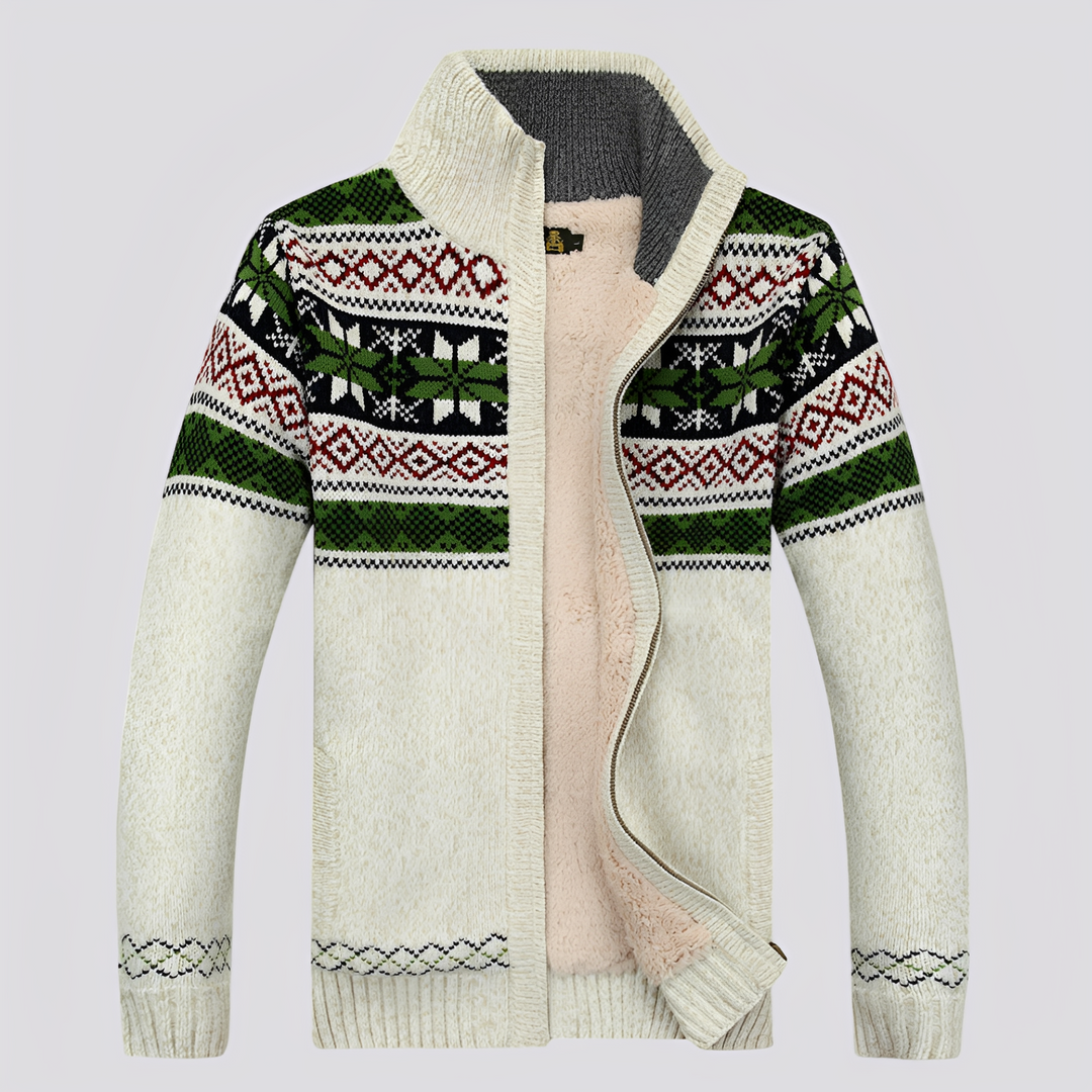 Zimowy męski sweter Charley z pięknym wzorem. Ciepły i wygodny, doskonały do casualowych stylizacji na chłodne dni.