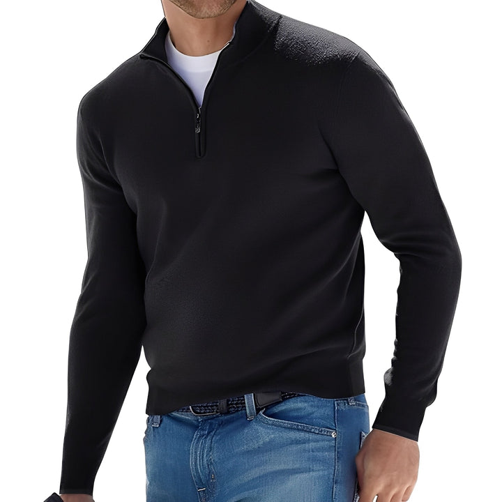 Uniwersalny męski sweter Fredric z zamkiem. Elegancki casual, idealny na jesień i zimę dla mężczyzn.