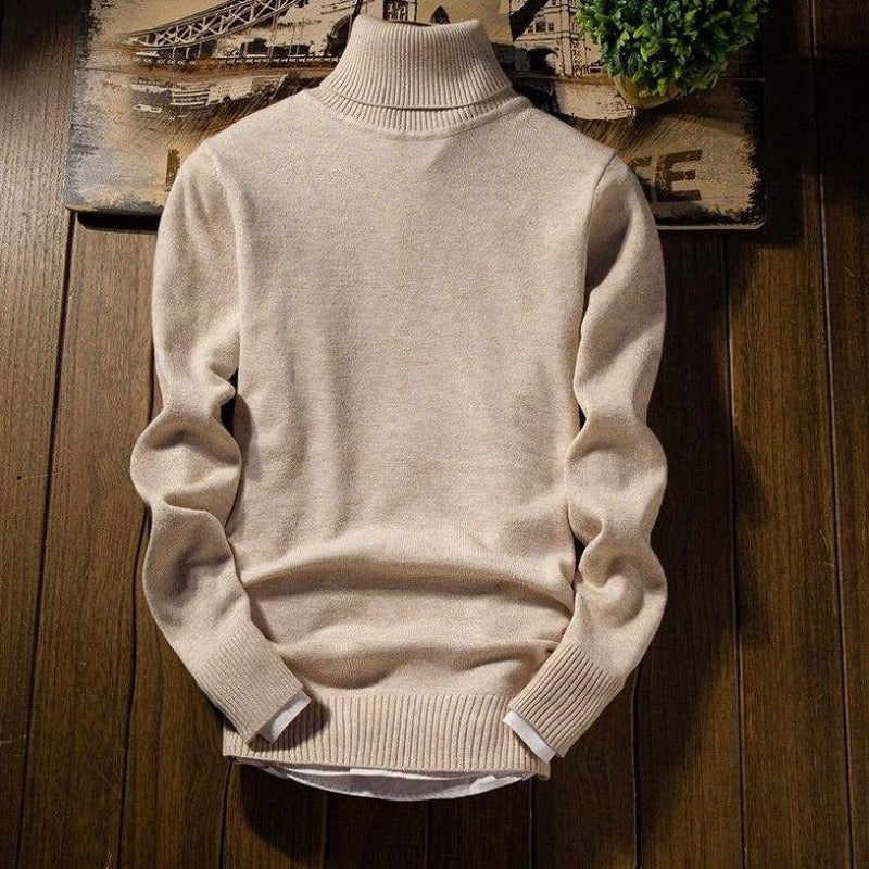 Męski golf slim fit podkreślający sylwetkę. Modny sweter z długim rękawem, elegancka odzież na chłodne dni.