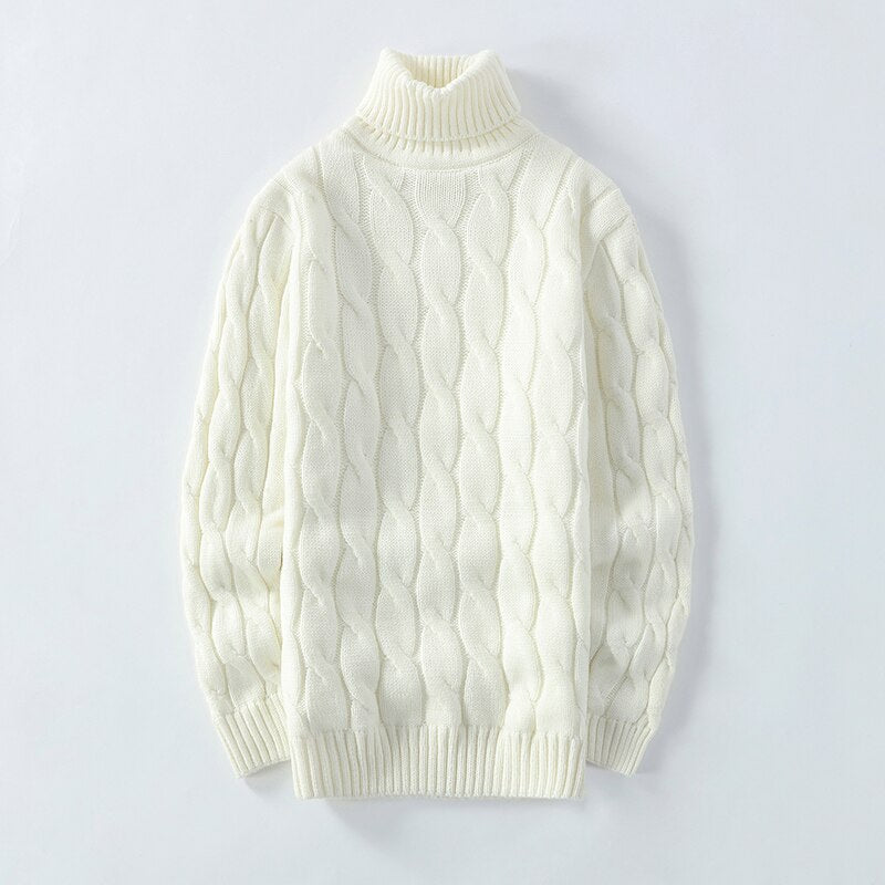 Męski sweter golfowy slim fit z eleganckimi przeszyciami. Idealny na jesień i zimę. Casualowa moda męska.