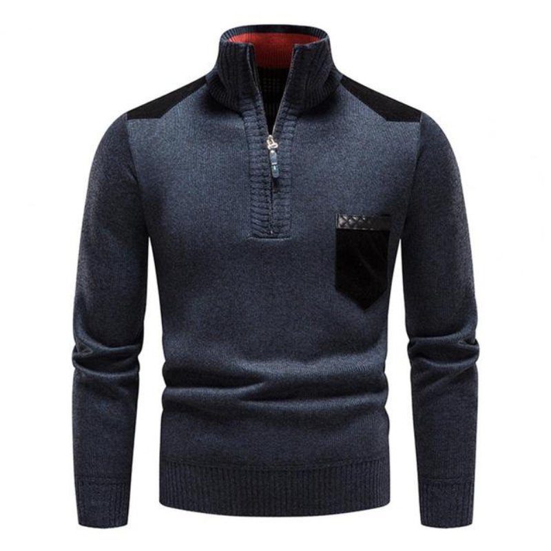 Męski sweter półgolf na zamek. Elegancki i komfortowy na jesień/zimę. Modny wybór do pracy i na co dzień.