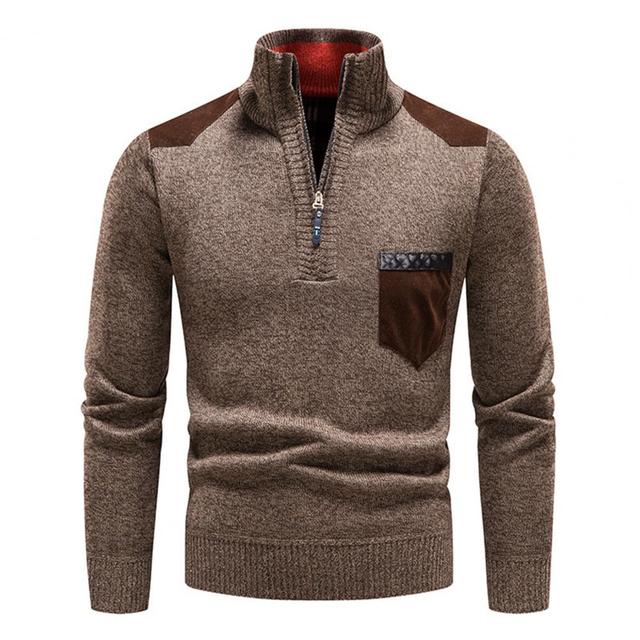 Elegancki sweter męski typu półgolf z zamkiem. Wygodny i modny, świetny do stylizacji biznesowych i codziennych.