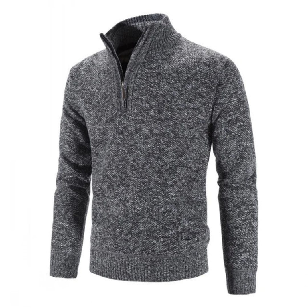 Stylowy męski sweter półgolf z zamkiem, doskonały na jesień i zimę. Uniwersalny ubiór casual i elegancki.