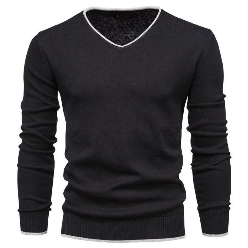 Męski sweter slim fit z dekoltem w serek, idealny do eleganckich i casualowych stylizacji. Komfortowa dzianina.