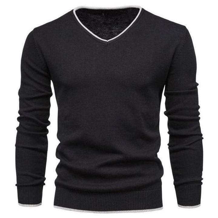 Męski sweter slim fit z dekoltem w serek, idealny do eleganckich i casualowych stylizacji. Komfortowa dzianina.