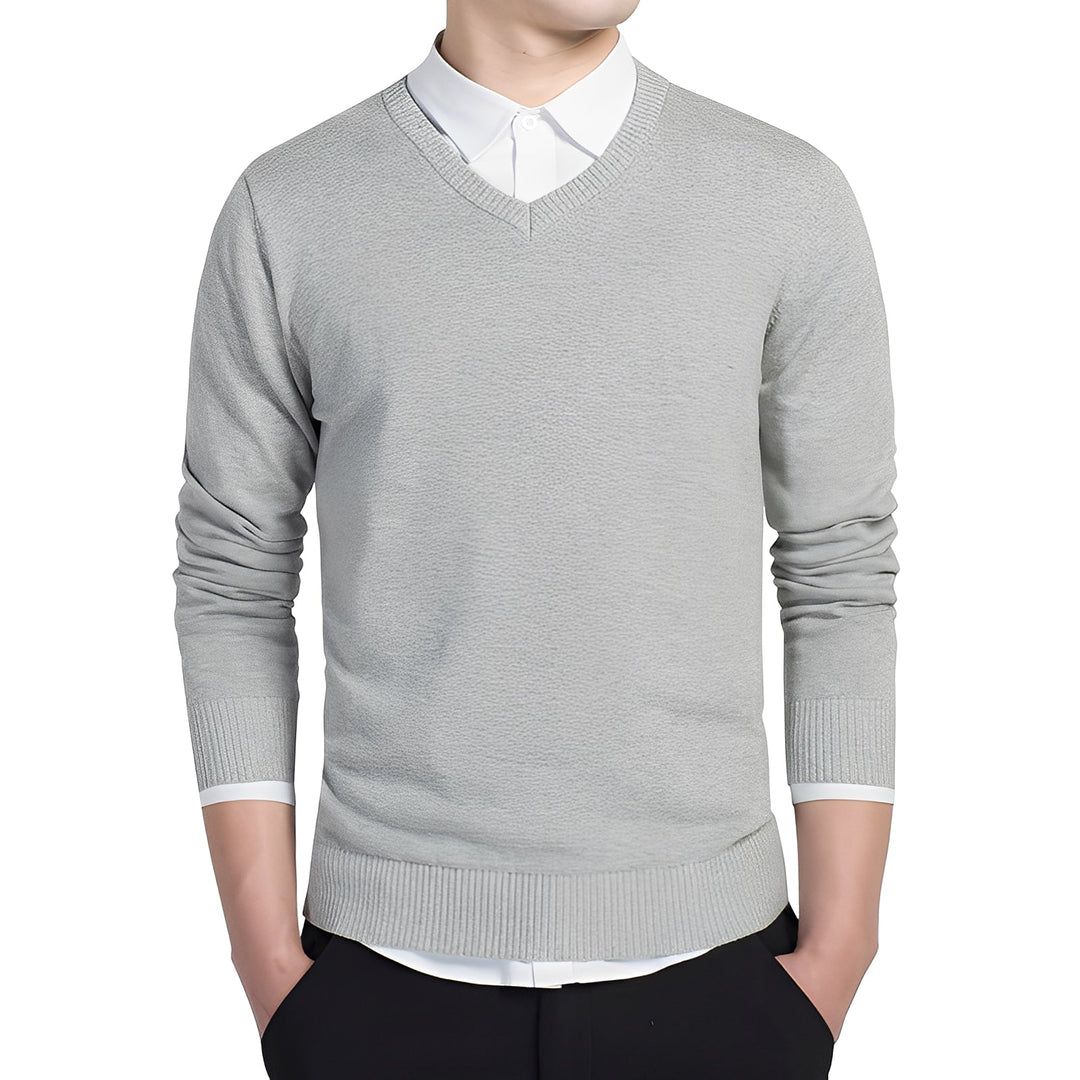 Męski sweter V-neck, elegancki i modny, na jesień/zimę. Komfortowa dzianina, długi rękaw. Klasyczny, ciepły, uniwersalny.