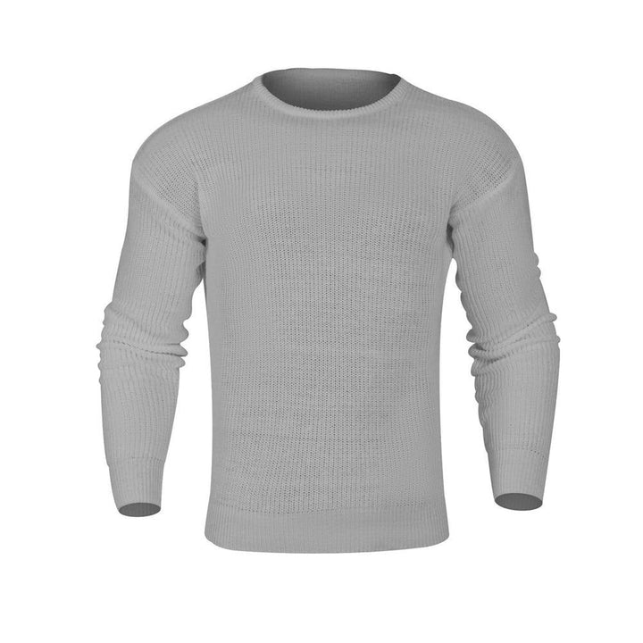 Męski sweter z dekoltem w łódkę, jednokolorowy, w stylu casual. Idealny na co dzień, komfortowy splot.