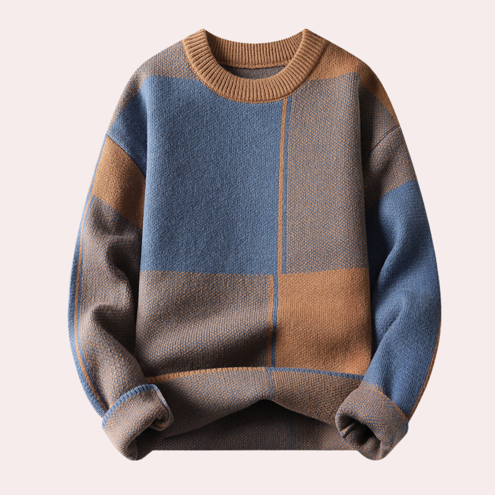 Elegancki męski sweter geometryczny, idealny do stylizacji casual i smart-casual. Uniwersalny i ciepły.