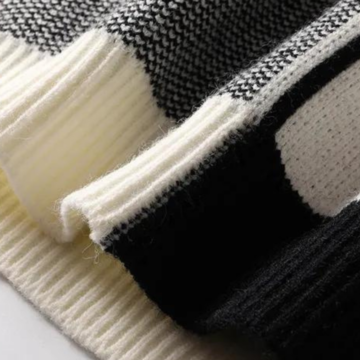 Męski sweter z geometrycznym wzorem, modny na co dzień. Ciepły i komfortowy na chłodne dni.